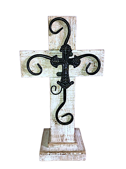 Wood Wrought Iron Cross