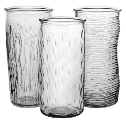 8 1/2" Glass Rose Vase Clear Asst. #972