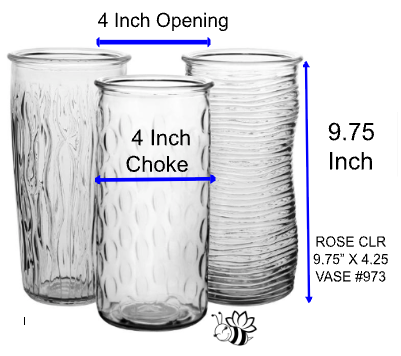 9 3/4" Glass Rose Vase Clear Asst. #973