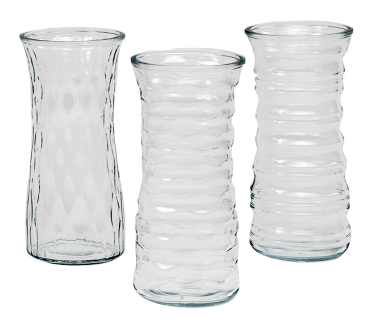 8 1/2" Glass Rose Vase Clear Asst. #972