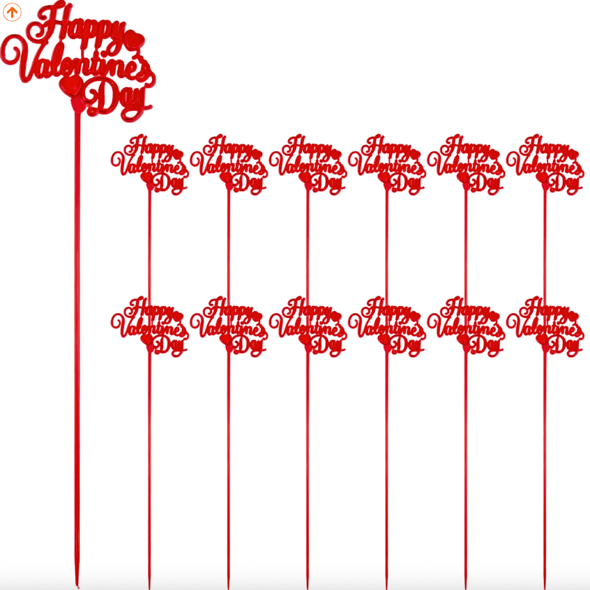 Happy Valentine's Day "Tiny Hearts" Picks - 12 Pieces