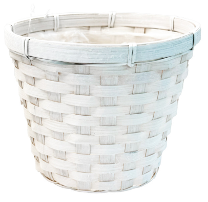 6" Bamboo Pot Cover Basket - White Wash