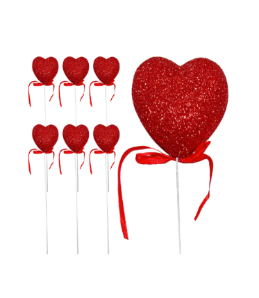 Glitter Heart Bow Picks