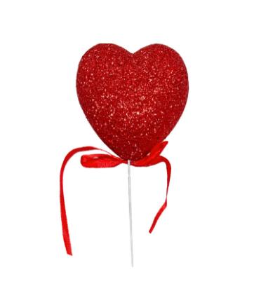 Glitter Heart Bow Picks