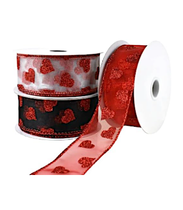 Sheer Wired Hearts Ribbon