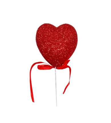 Glitter Heart Bow Picks