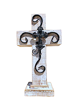 Wood Wrought Iron Cross