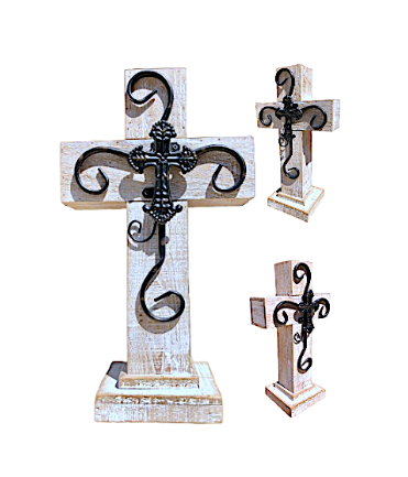 Wood Wrought Iron Cross