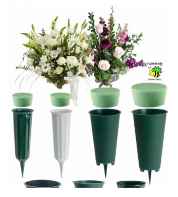 Dry Foam Cemetery Green Pot Inserts 3.7 x 3" x 2" Tapered Pot Insert