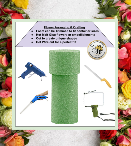 Floral Craft Dry Foam Cemetery Green Vase Inserts 8" Pack / 12