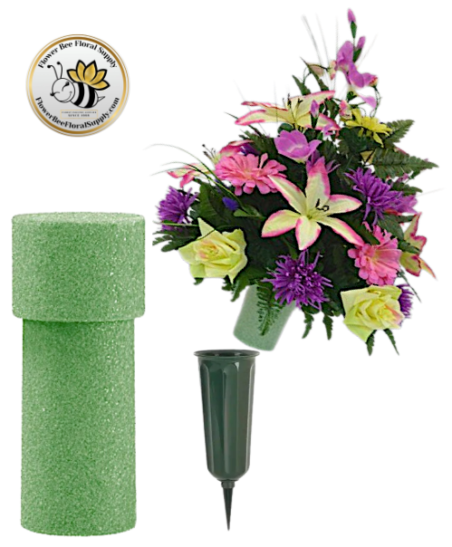 Floral Craft Dry Foam Cemetery Green Vase Inserts 8" Pack / 12