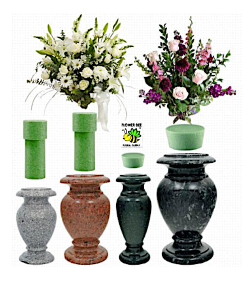 Dry Foam Cemetery Green Tapered Vase Insert 8" x 3" x 3" Case of 12