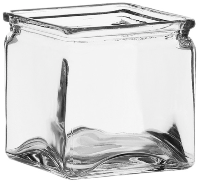 5" Glass Cube Vase -Colored Glass