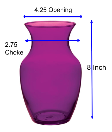 8" Glass Rose Vase -Colored Glass