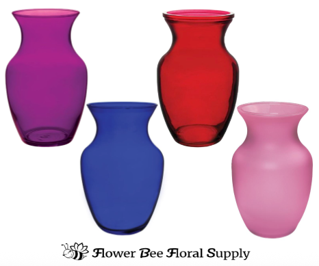 8" Glass Rose Vase -Colored Glass