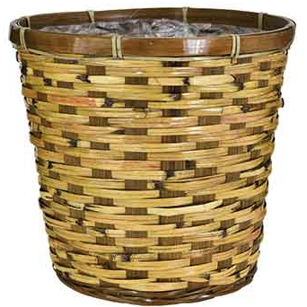 6" Bamboo Pot Cover Basket - White Wash