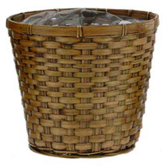 6" Bamboo Pot Cover Basket - White Wash
