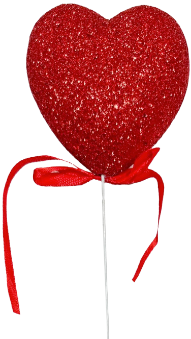 Glitter Heart 16" Arrangement Picks-  6 Pcs