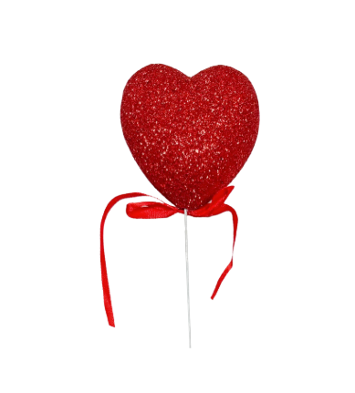 Glitter Heart Bow Picks